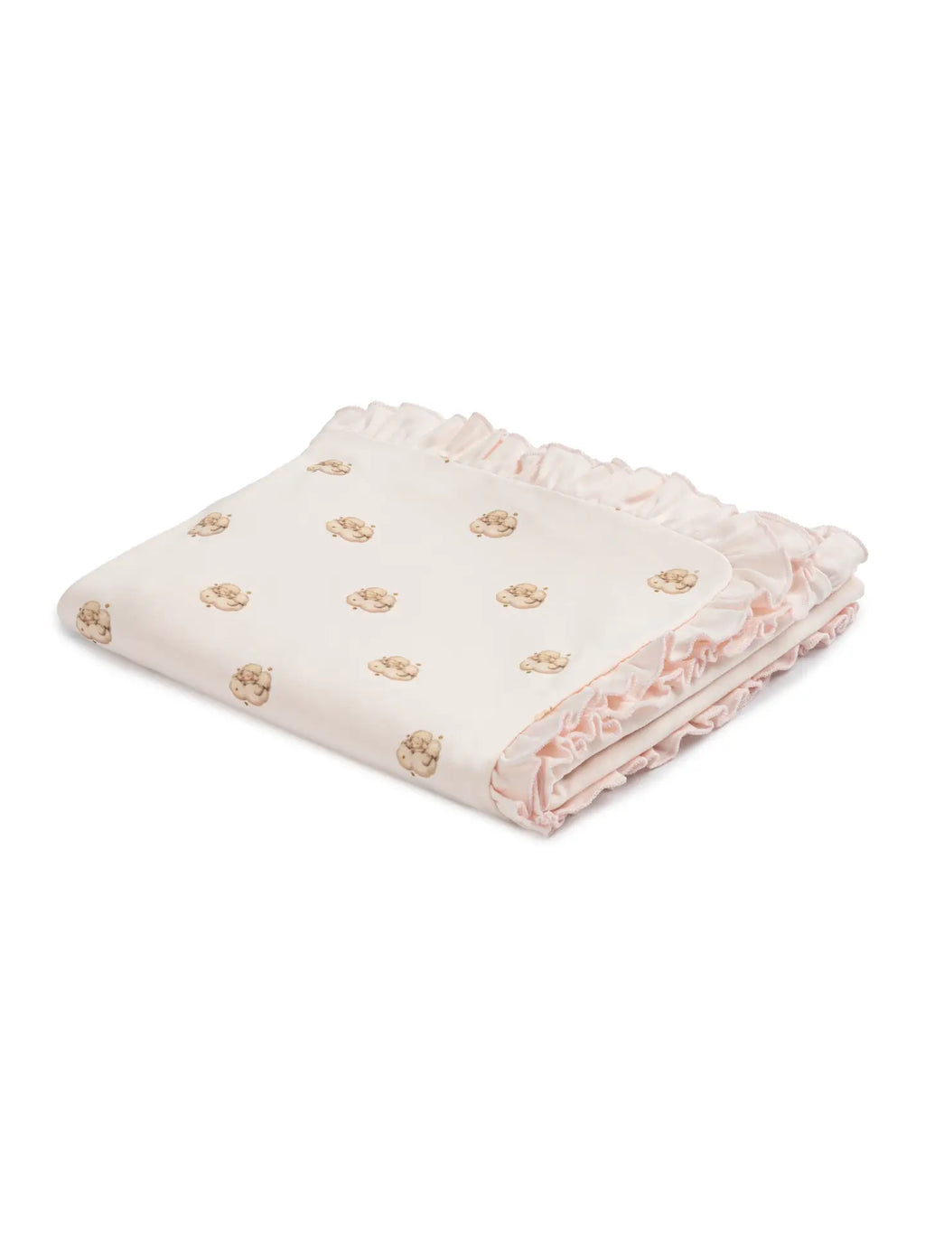 Ruffled Reversible Sheep Print Baby Blanket – Soft Cotton