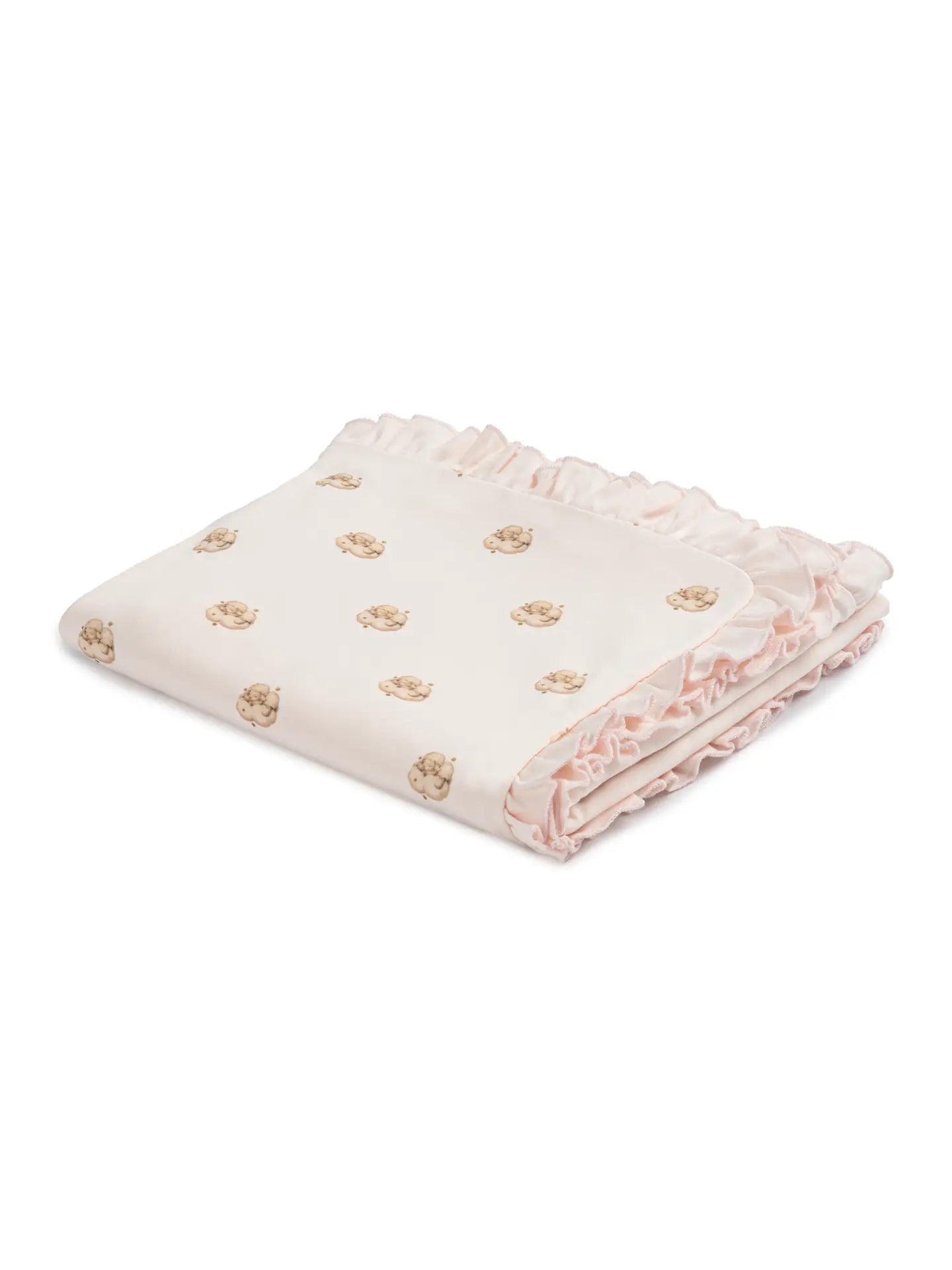 Ruffled Reversible Sheep Print Baby Blanket – Soft Cotton