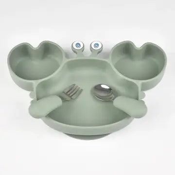 Silicone Crab Plate with Cutlery | Toddler Plate | Dish Set