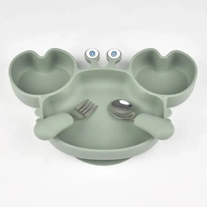 Silicone Crab Plate with Cutlery | Toddler Plate | Dish Set