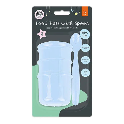 Baby Food Pots with Spoon 110ML 3 Pack