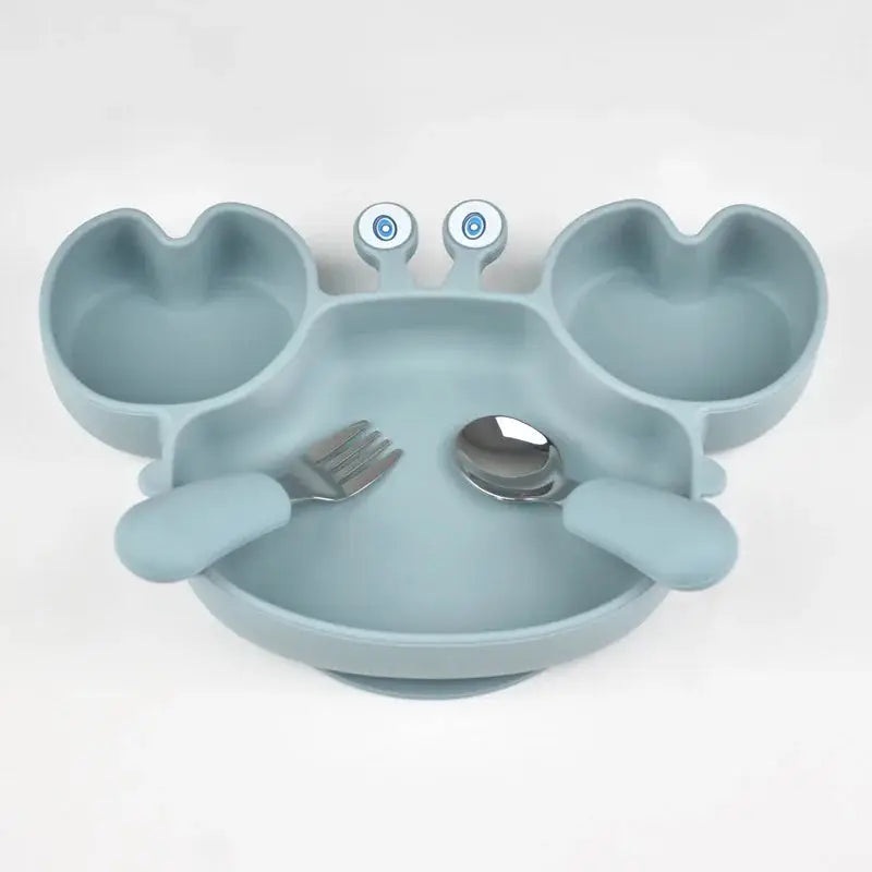 Silicone Crab Plate with Cutlery | Toddler Plate | Dish Set