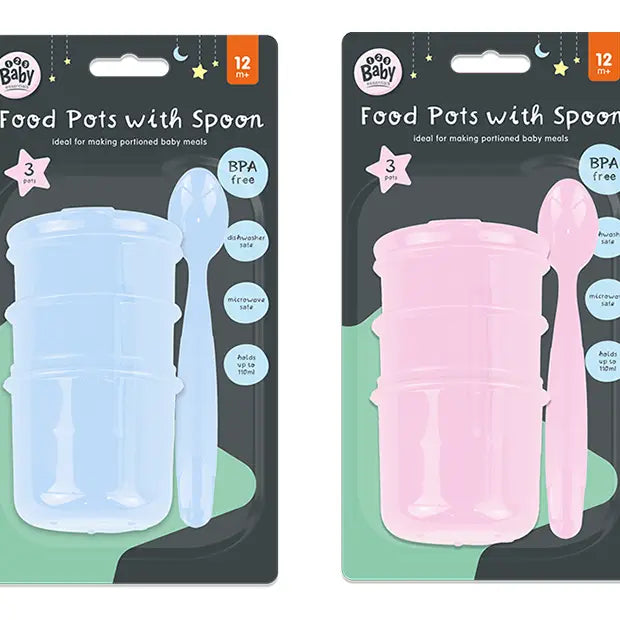 Baby Food Pots with Spoon 110ML 3 Pack