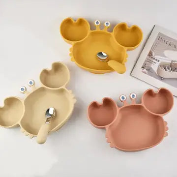 Silicone Crab Plate with Cutlery | Toddler Plate | Dish Set