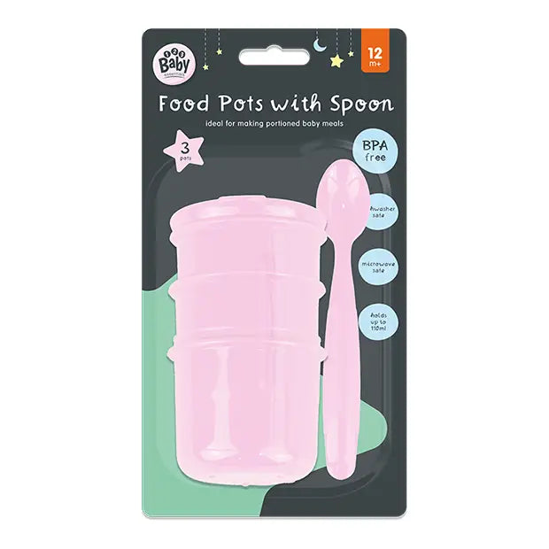 Baby Food Pots with Spoon 110ML 3 Pack