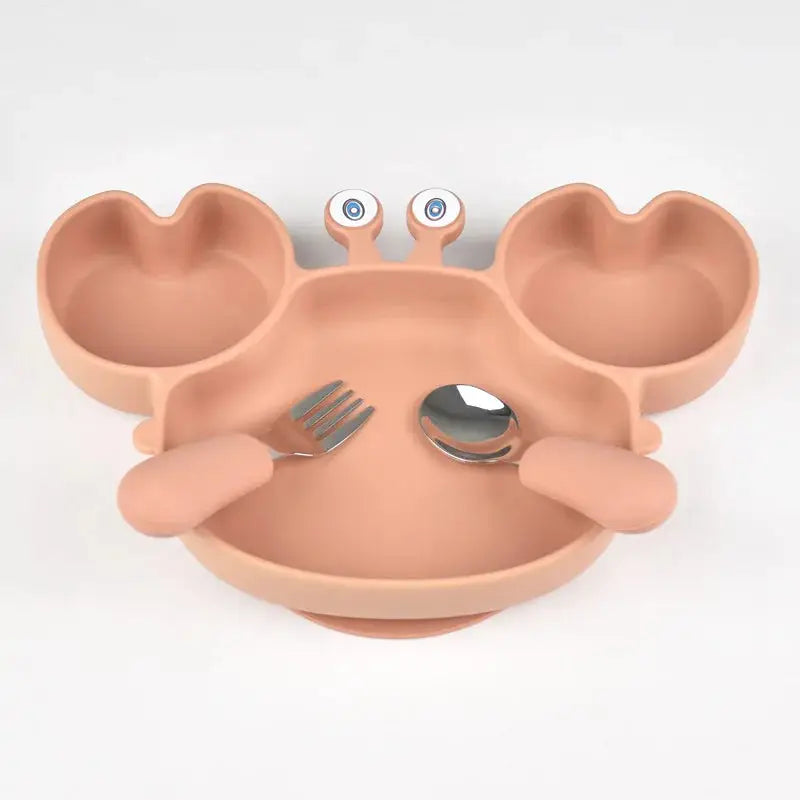 Silicone Crab Plate with Cutlery | Toddler Plate | Dish Set