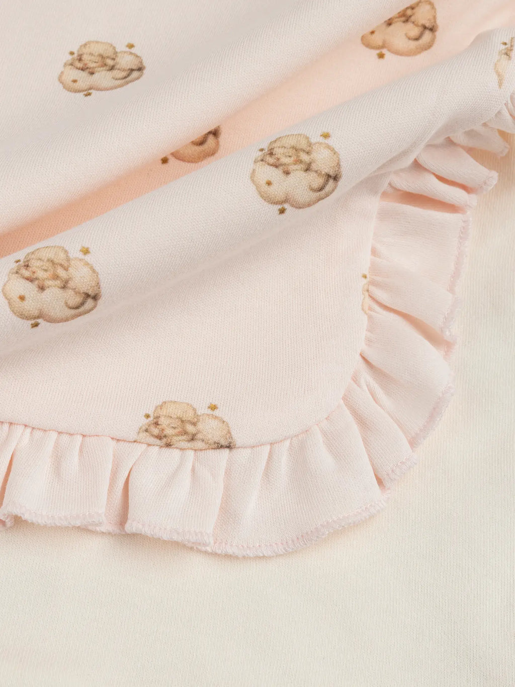 Ruffled Reversible Sheep Print Baby Blanket – Soft Cotton